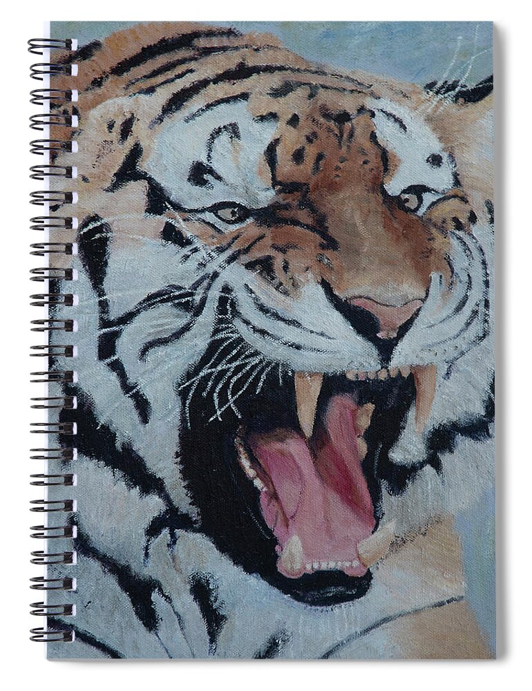 Cat Spiral Notebook featuring the painting Tiger by Masami IIDA