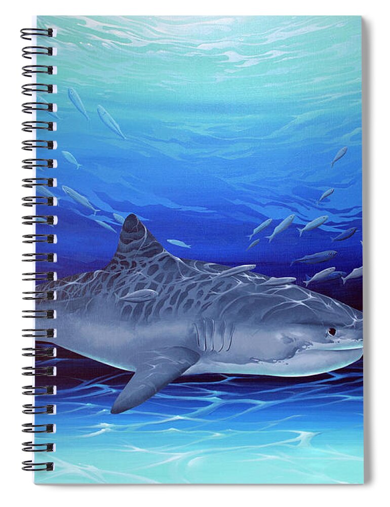 Sealife Spiral Notebook featuring the painting Tiger by William Love