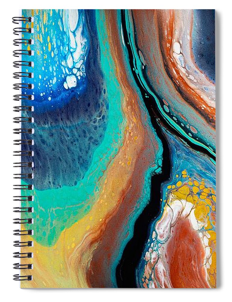 Abstract Spiral Notebook featuring the digital art Time And Space - Colorful Abstract Contemporary Acrylic Painting by Sambel Pedes
