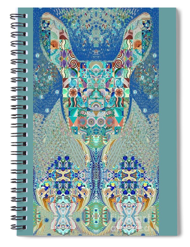 Tjod Wild Hare 2 Full Portrait By Helena Tiainen Spiral Notebook featuring the painting TJOD Wild Hare 2 Full Portrait by Helena Tiainen