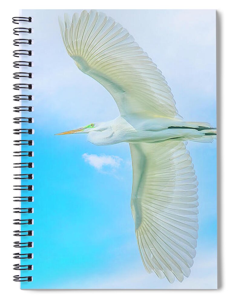 Great White Egret Spiral Notebook featuring the photograph To Soar the Sky by Mark Andrew Thomas