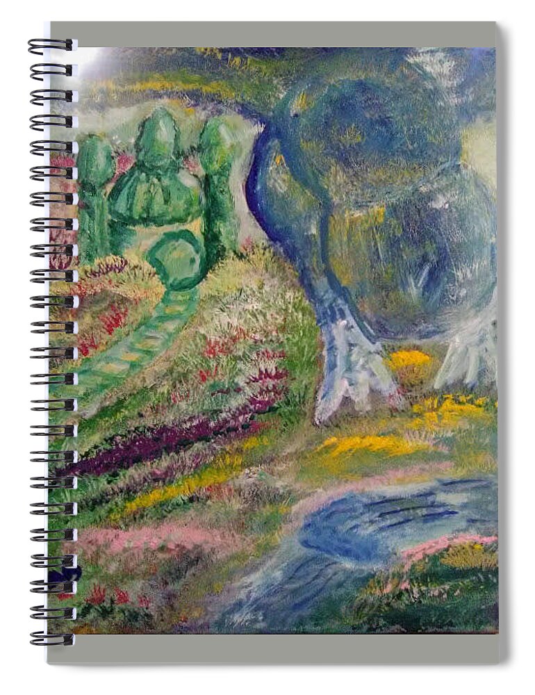 Nature Spiral Notebook featuring the painting To the Emerald Castle by Andrew Blitman