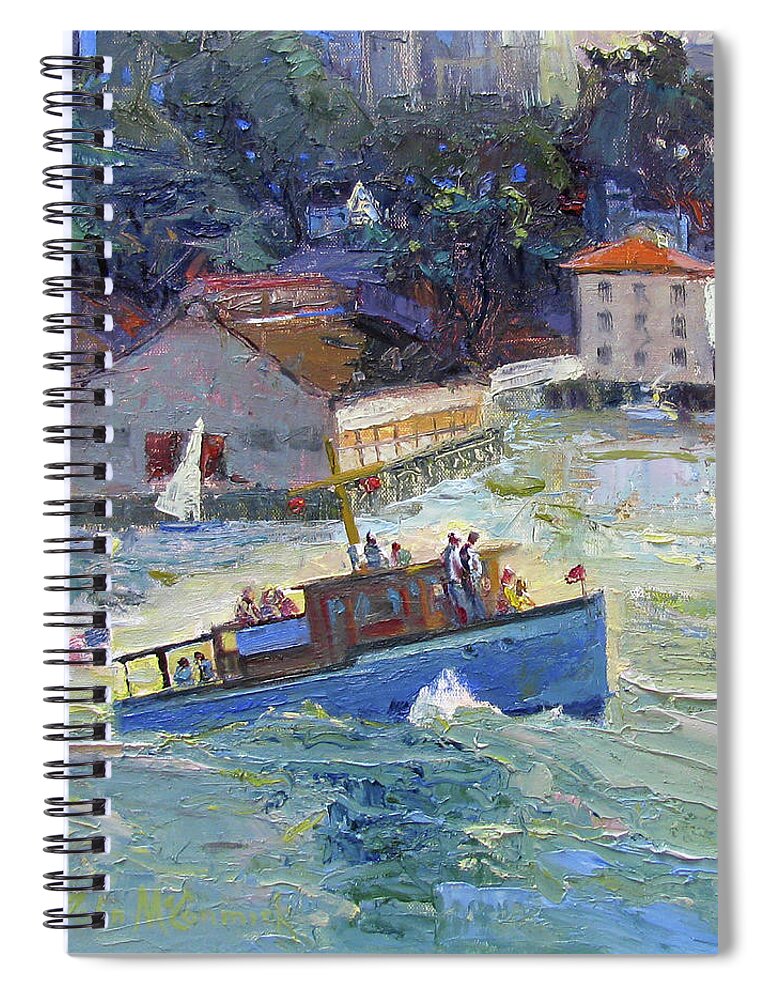 Golden Gate Spiral Notebook featuring the painting To the Gate and Back by John McCormick