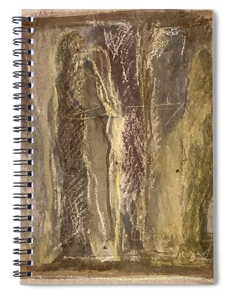 Couple Spiral Notebook featuring the painting Together and alone by David Euler