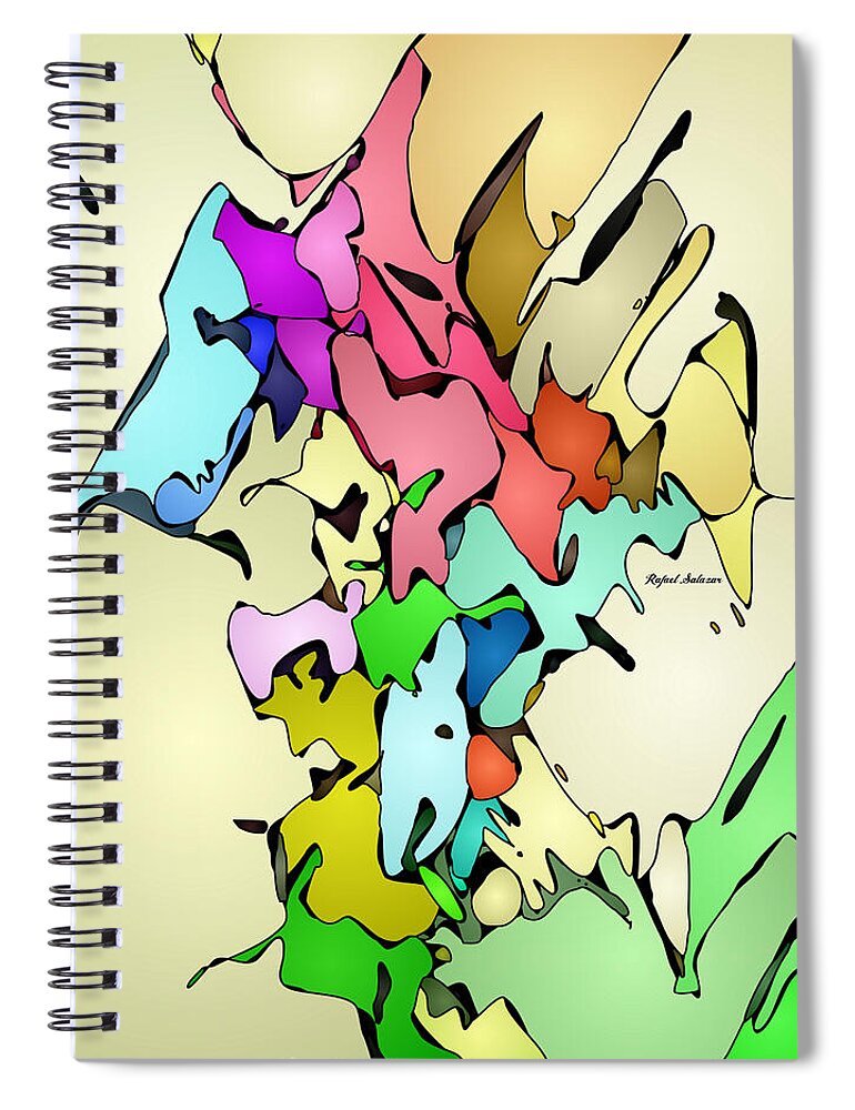 Abstract Spiral Notebook featuring the digital art Together we make it by Rafael Salazar