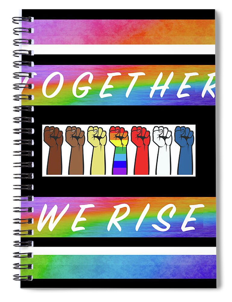 Together We Rise Spiral Notebook featuring the digital art Together We Rise - R16W by Artistic Mystic