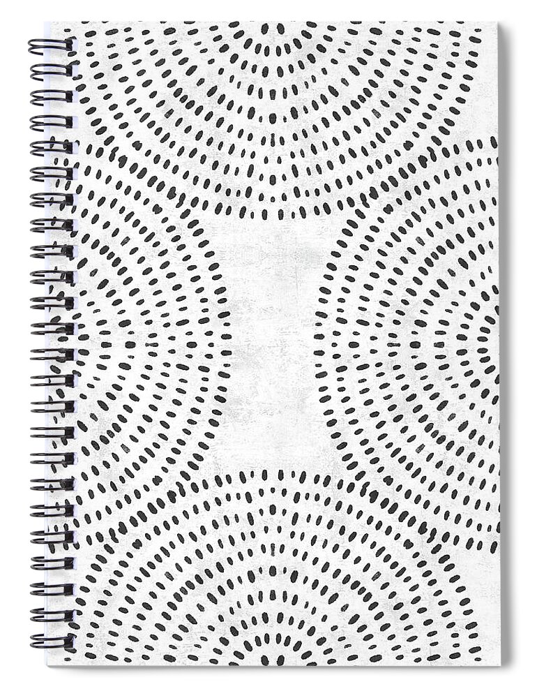 Minimal Spiral Notebook featuring the digital art Togetherness 03 - Minimal, Modern - Monochromatic Abstract Art by Studio Grafiikka