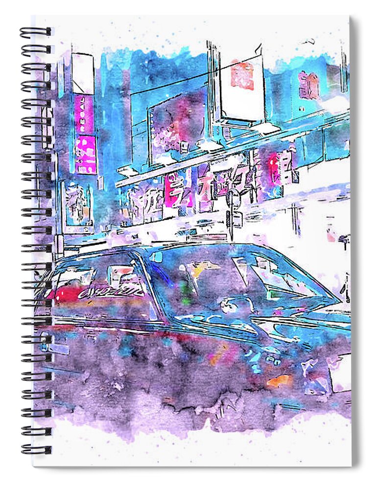 Tokyo Nights Spiral Notebook featuring the painting Tokyo Nights - 22 by AM FineArtPrints