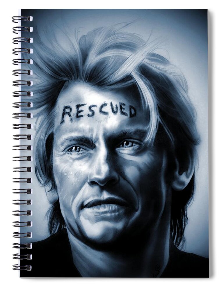 Rescue Me Spiral Notebook featuring the drawing Tommy Gavin - Rescue Me - Denis Leary - Blue Steel Edition by Fred Larucci