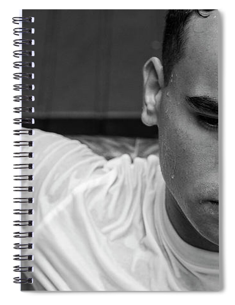 Hunk Spiral Notebook featuring the photograph Toni, black and white by Jim Whitley