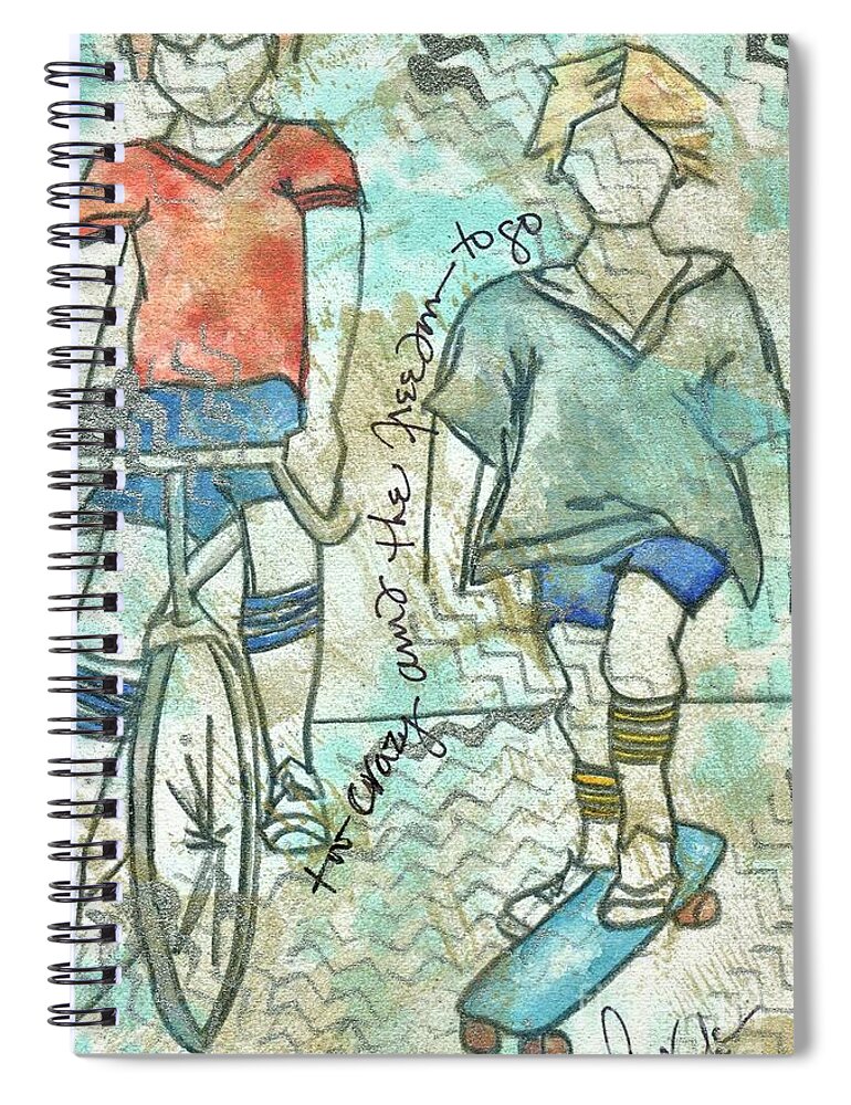 Boys Spiral Notebook featuring the painting Too Crazy And The Freedom To Go by Hew Wilson