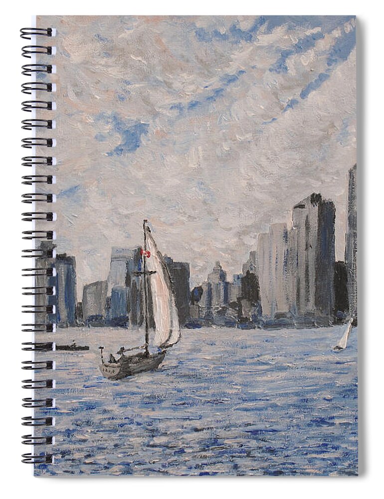 Toronto Spiral Notebook featuring the painting Toronto Harbor East Gap by Ian MacDonald
