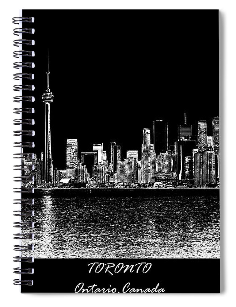 Toronto Spiral Notebook featuring the digital art Toronto Ontario Canada Black and White Skyline Photo 188 by Lucie Dumas