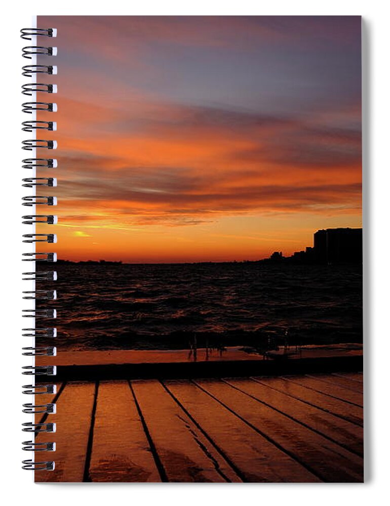 Toronto Spiral Notebook featuring the photograph Toronto Sunset With Boardwalk by Kreddible Trout