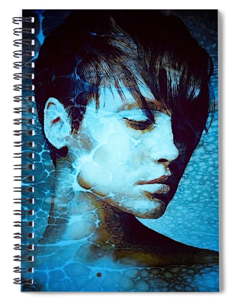 Portrait Spiral Notebook featuring the digital art Touch of blues by Gun Legler