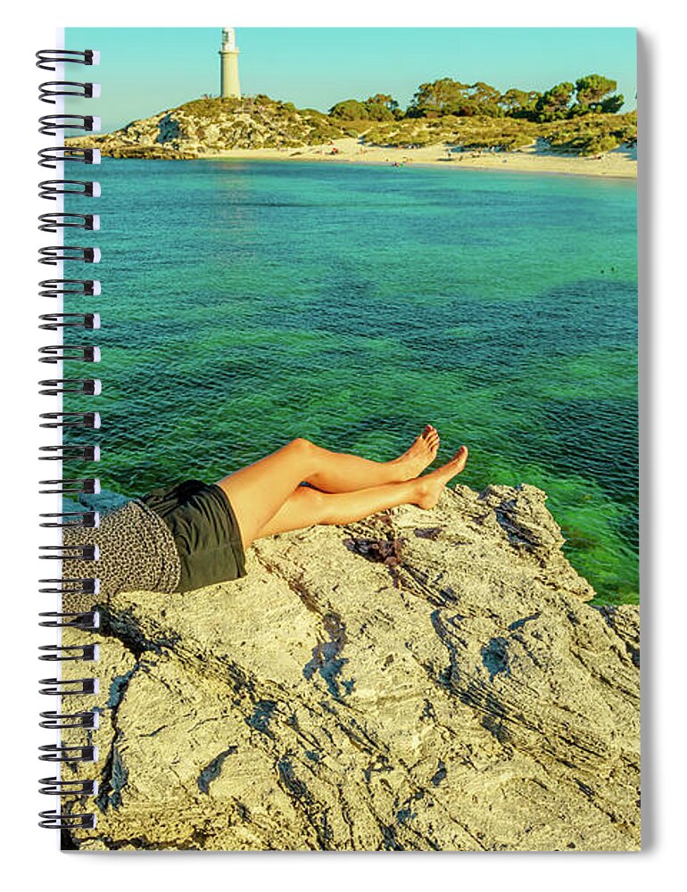 Australia Spiral Notebook featuring the photograph Tourist woman at Rottnest Island by Benny Marty