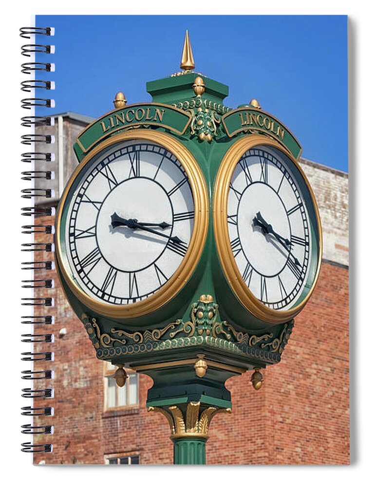 Antique Spiral Notebook featuring the photograph Town Clock Lincoln Nebraska by Jerry Fornarotto
