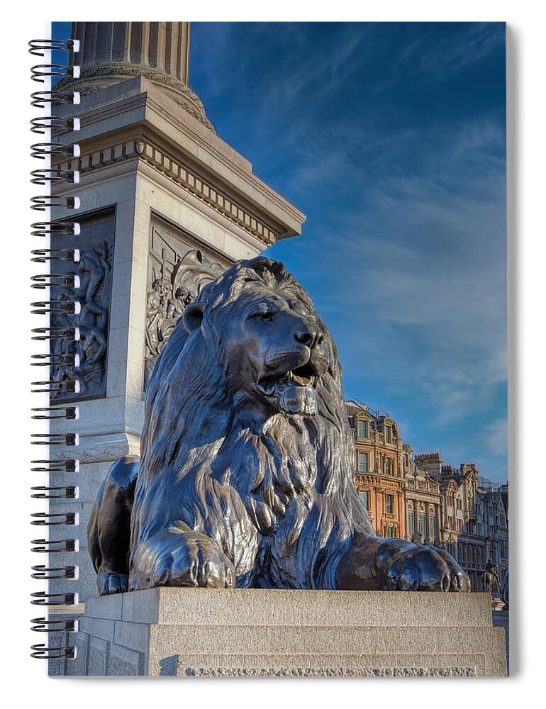 Trafalgar Square Spiral Notebook featuring the photograph Trafalgar Square Lion by Raymond Hill
