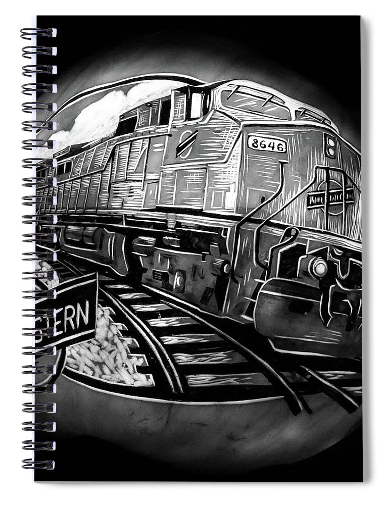 Train Spiral Notebook featuring the photograph Train BW by Stuart Manning