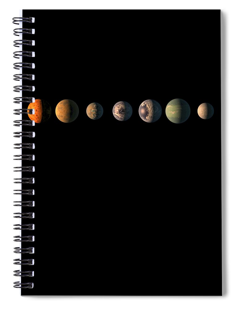 Funny Spiral Notebook featuring the digital art Trappist-1 7 Planet Lineup by Flippin Sweet Gear