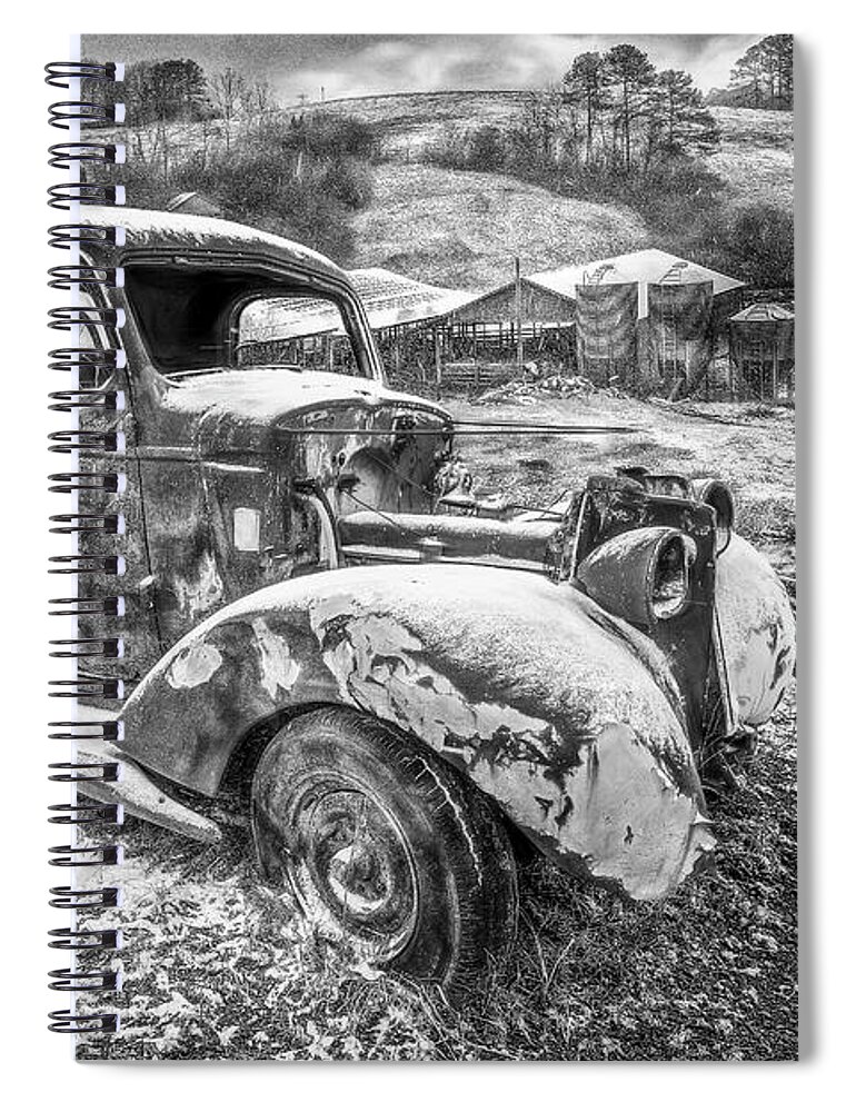 1937 Spiral Notebook featuring the photograph Treasures in the Snow in Black and White by Debra and Dave Vanderlaan