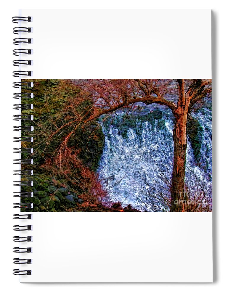 Spokane River Spiral Notebook featuring the photograph Tree And Spokane River by Blake Richards