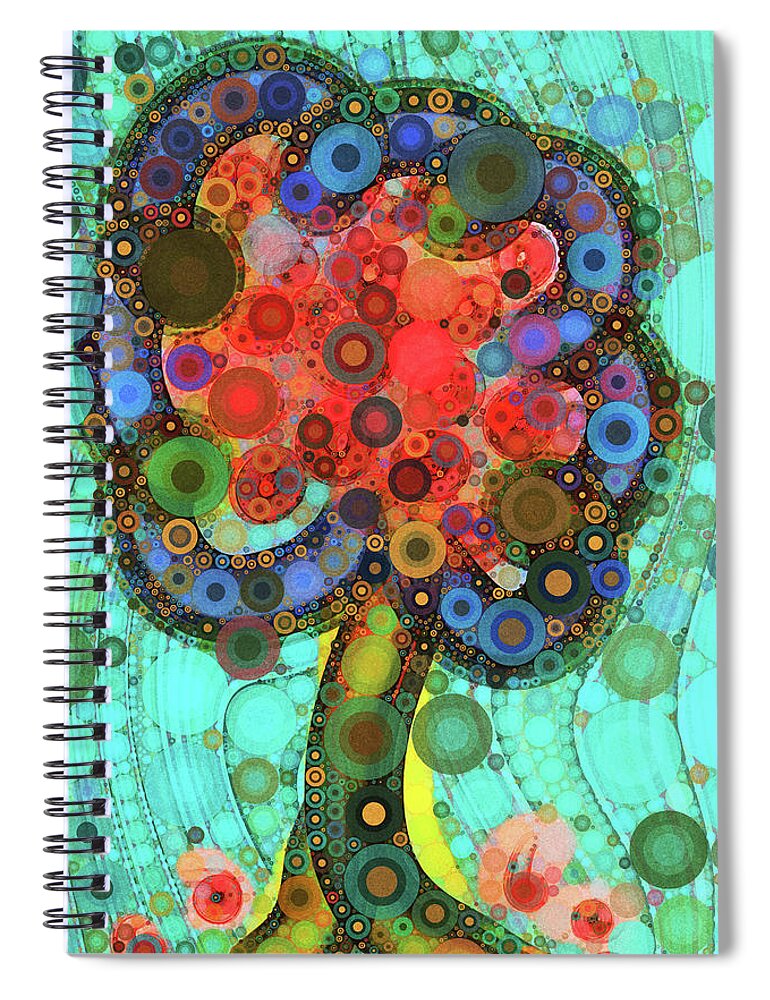 Abstract Tree Spiral Notebook featuring the digital art Joyful Tree by Peggy Collins