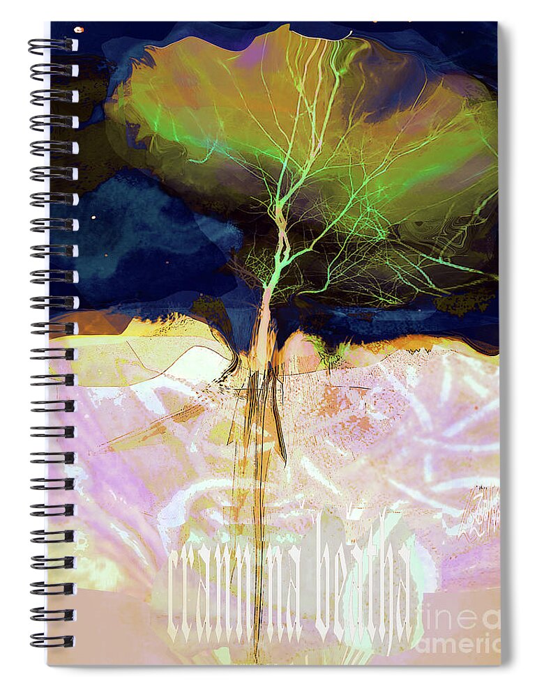 Crann Na Beatha Spiral Notebook featuring the mixed media Tree Of Life - Spring by Zsanan Studio