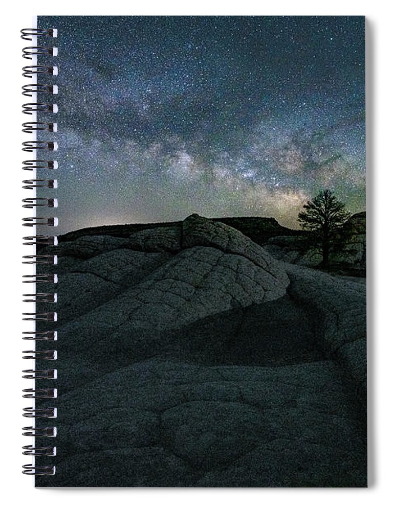Milky Way Spiral Notebook featuring the photograph Tree under Stars by Judi Kubes