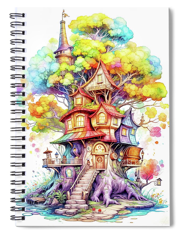 House Spiral Notebook featuring the digital art Treehouse 4 by Frances Miller