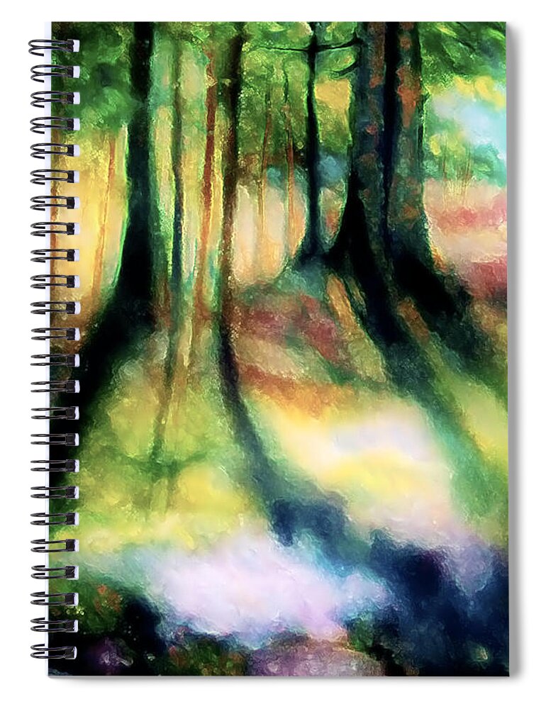  Spiral Notebook featuring the pastel Trees and Shadows by Shirley Moravec
