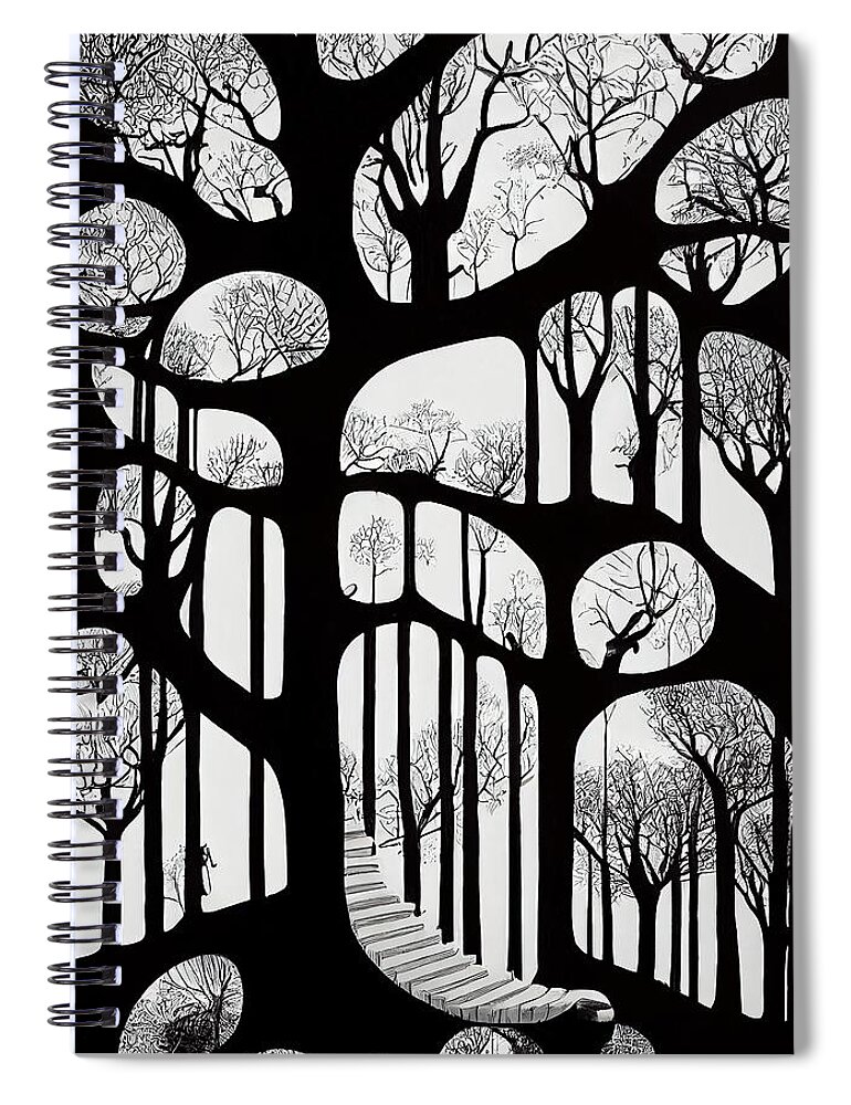 Trees Spiral Notebook featuring the digital art Trees by Nickleen Mosher