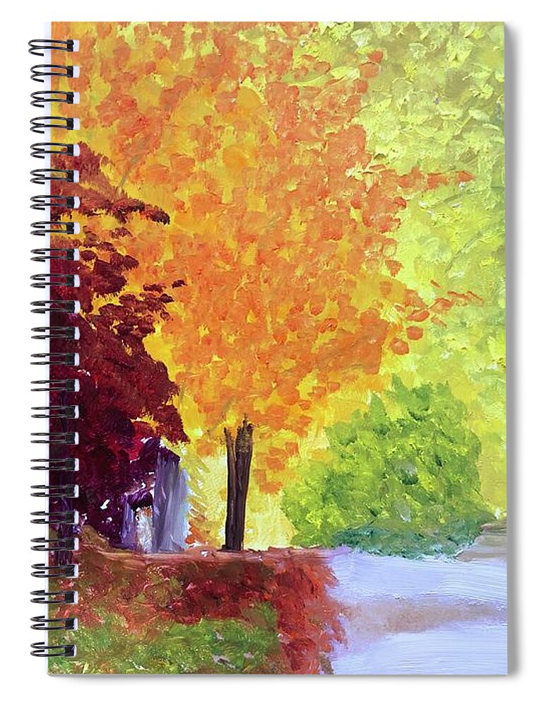 Trees Spiral Notebook featuring the painting Trees of Winton by Kate Conaboy