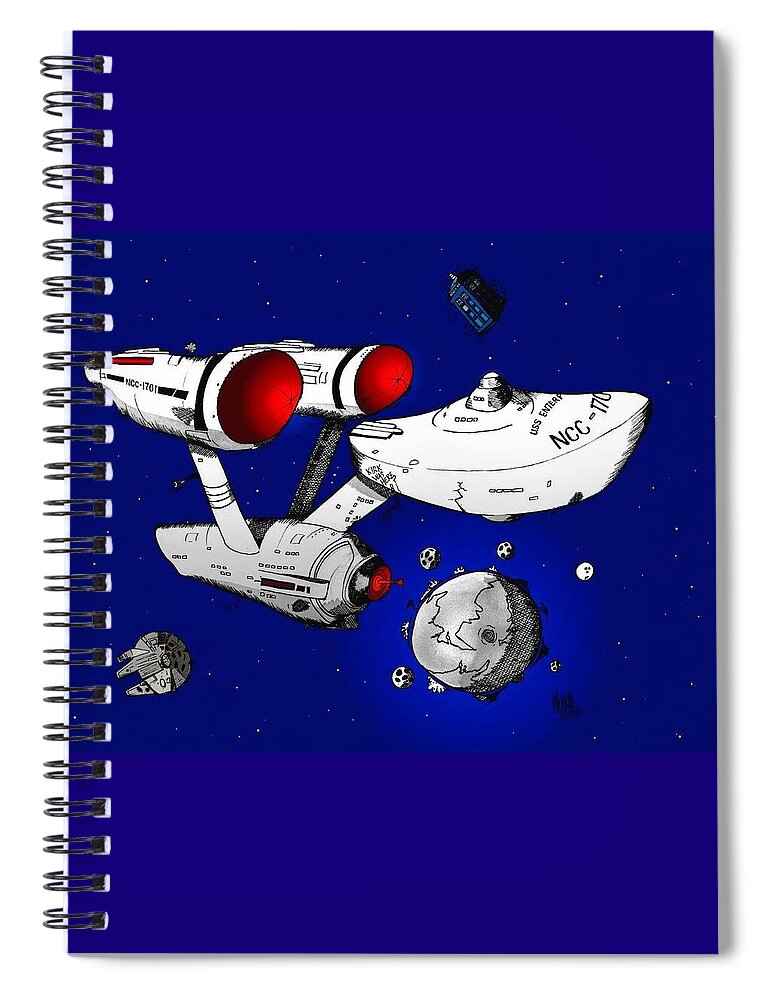 Star Trek Spiral Notebook featuring the drawing Trek by Michael Hopkins