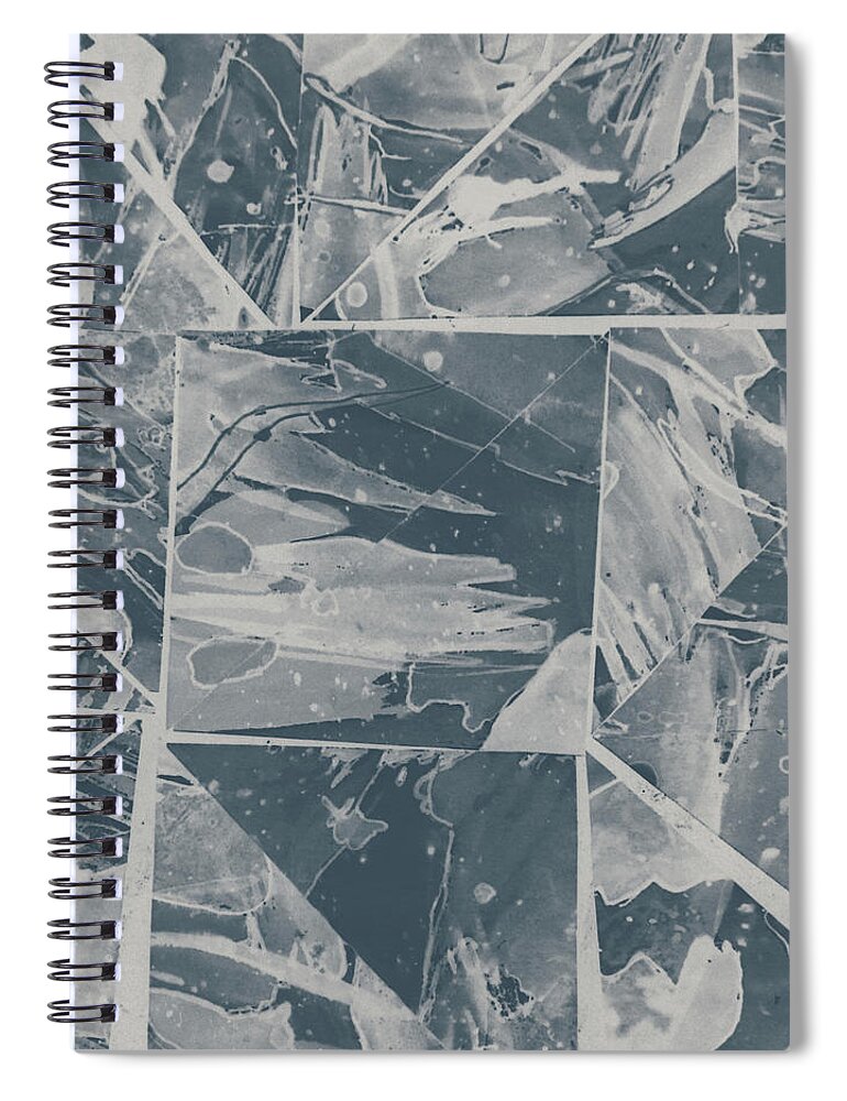 Triangle Spiral Notebook featuring the mixed media Triangular Rainbow Abstract Collage Light Grays Version by Ali Baucom