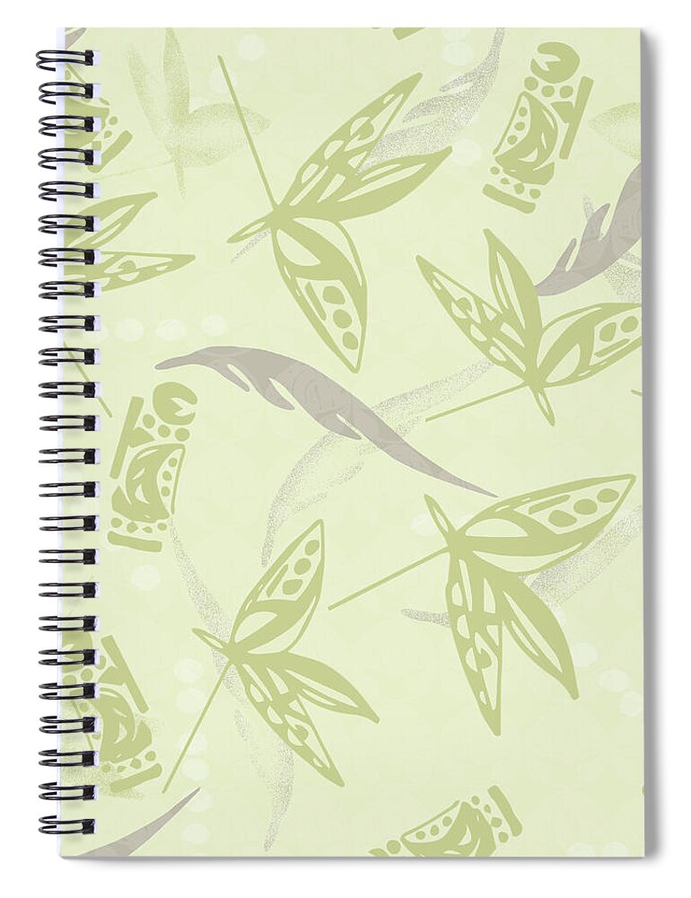 Tribal Spiral Notebook featuring the digital art Tribal Leaves, Drums, and Feathers Pattern by Sand And Chi