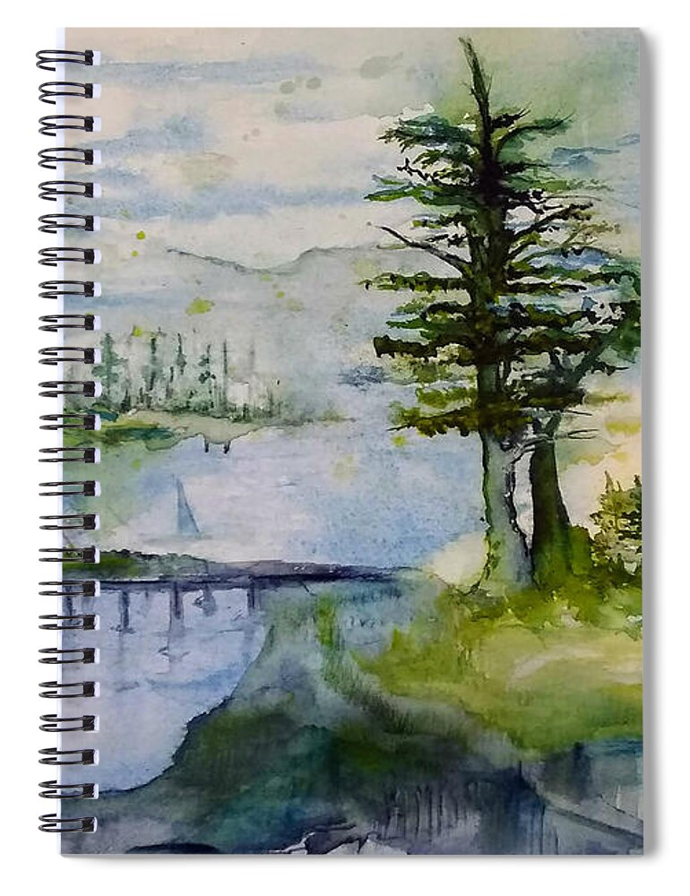 Water Spiral Notebook featuring the painting Tribute-ary by Valerie Shaffer