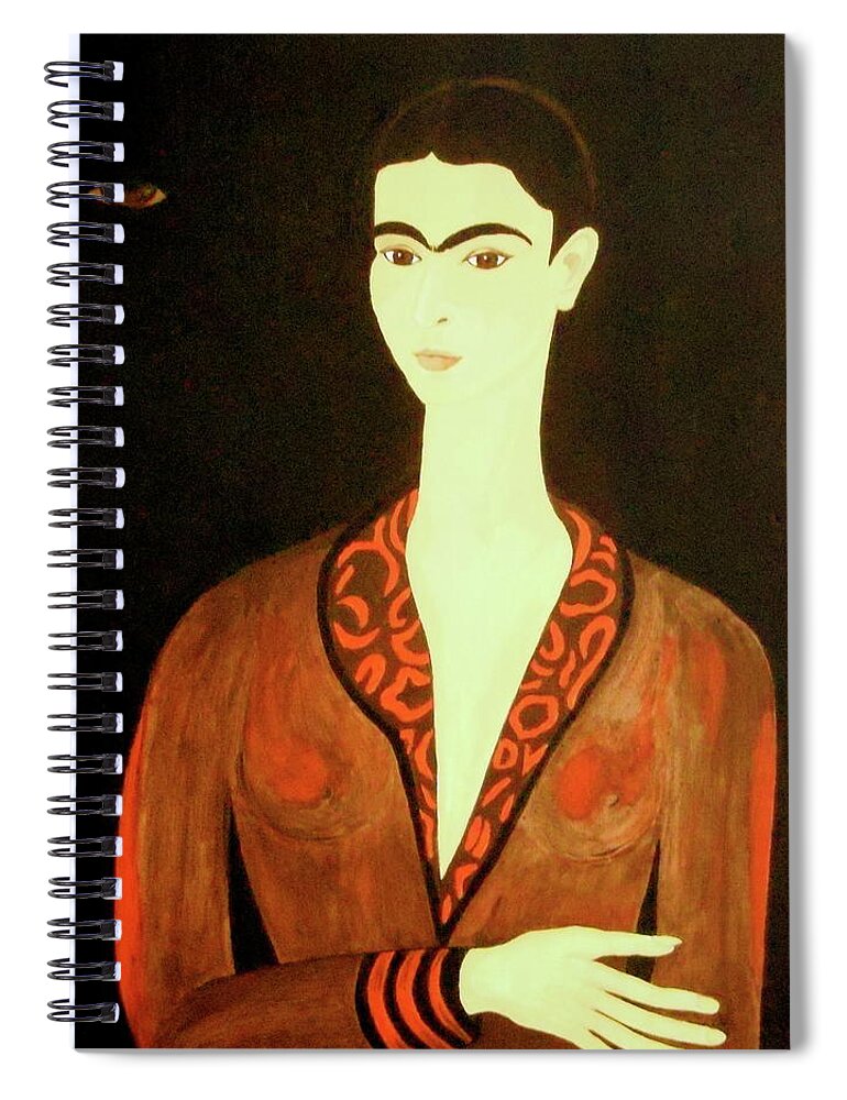 Woman Spiral Notebook featuring the painting Tribute to Frida by Stephanie Moore