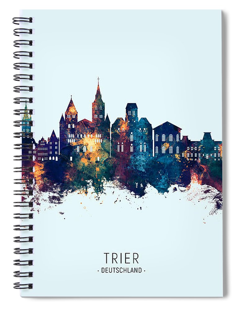 Trier Spiral Notebook featuring the digital art Trier Germany Skyline #16 by Michael Tompsett