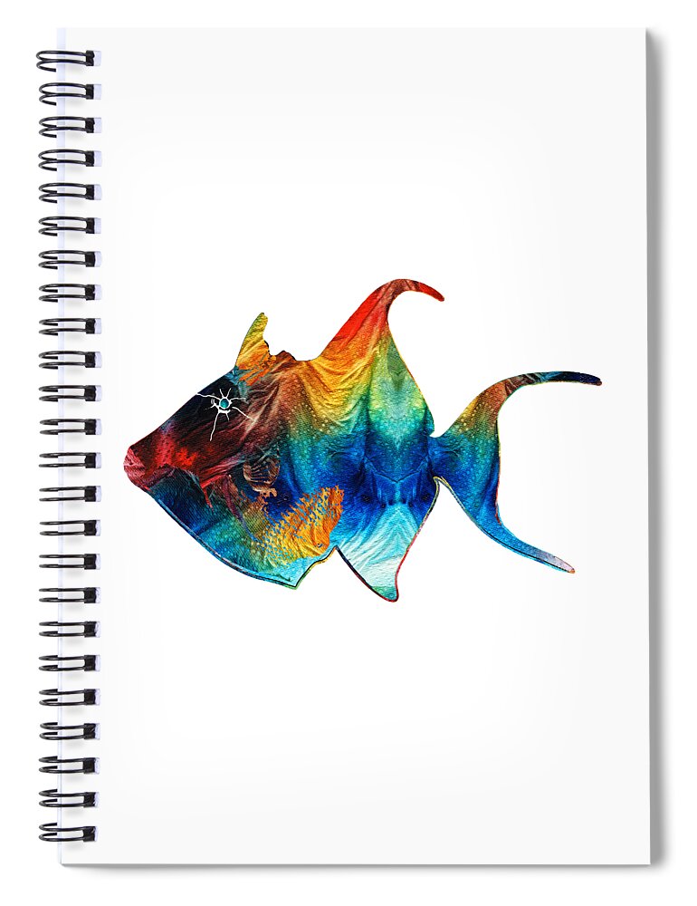 Triggerfish Spiral Notebook featuring the painting Trigger Happy Fish Art by Sharon Cummings by Sharon Cummings