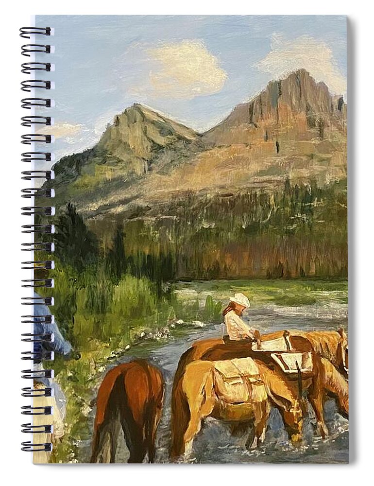 Painting Spiral Notebook featuring the painting Trip to Wyoming by Paula Pagliughi