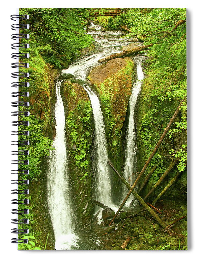 Columbia River Gorge Spiral Notebook featuring the photograph Triple Falls, Columbia River Gorge Hikes by Leslie Struxness