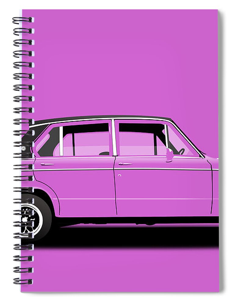 Sports Car Spiral Notebook featuring the digital art Triumph Dolomite Sprint. Pink Edition. Customisable to YOUR colour choice. by Moospeed Art