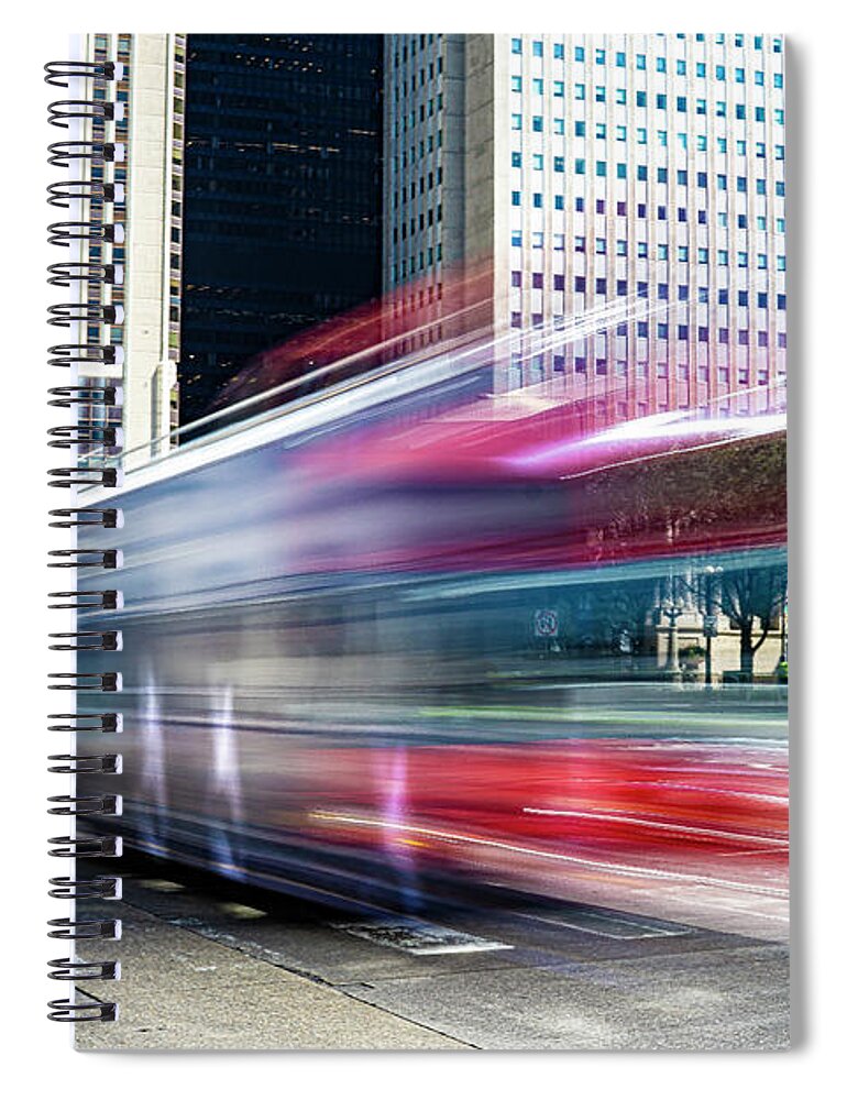 Trolley Michigan Avenue Chicago Spiral Notebook featuring the photograph Trolley on Michigan Avenue - Chicago by David Morehead