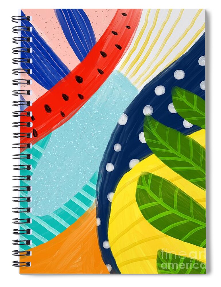 Abstract Spiral Notebook featuring the digital art Tropical Fever - Modern Colorful Abstract Digital Art by Sambel Pedes