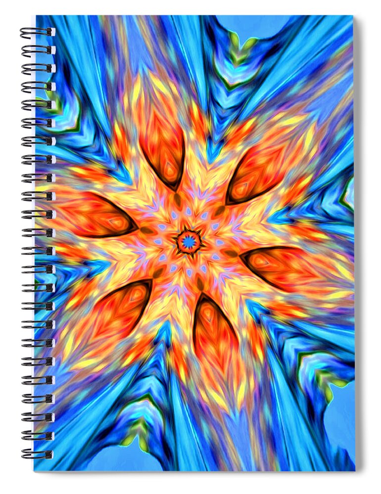 Abstract Spiral Notebook featuring the digital art Tropical Fire Flower - Abstract by Ronald Mills