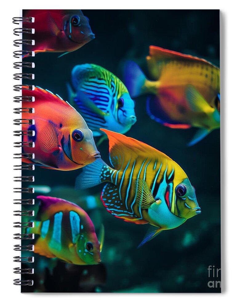 Tropical Spiral Notebook featuring the digital art Tropical Fish II by Jay Schankman