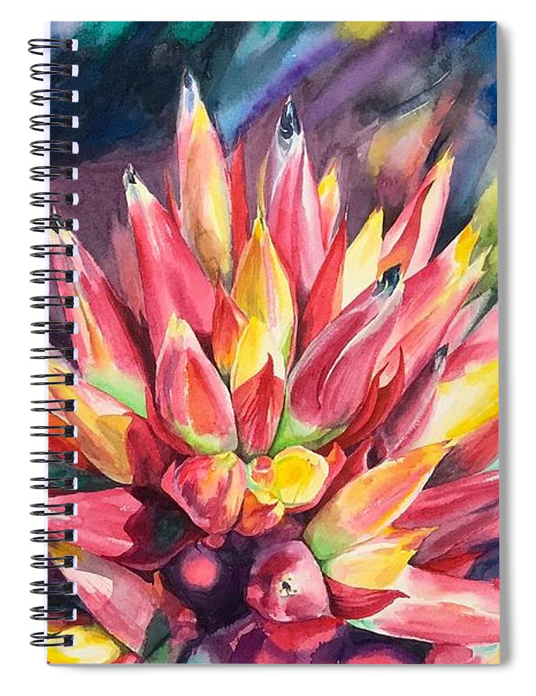 Flower Spiral Notebook featuring the painting Tropical Flower Cluster by Lisa Tennant