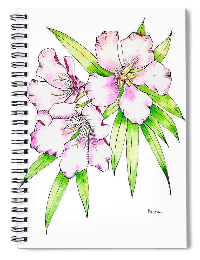 Tropical Spiral Notebook featuring the painting Tropical Flower in Opera Rose by Catherine Bede