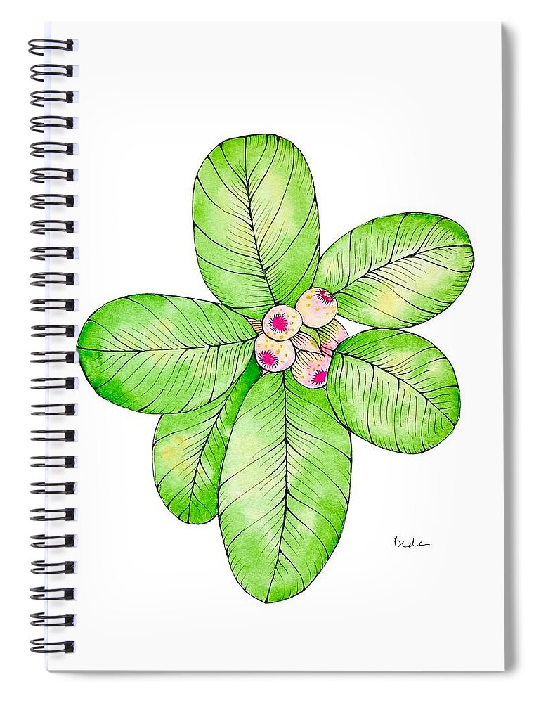 Tropical Spiral Notebook featuring the painting Tropical Plant with Pink Berries by Catherine Bede